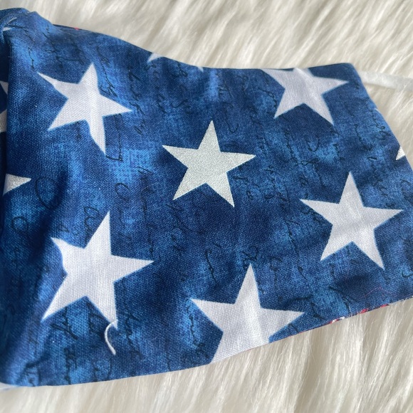 Glitter Fireworks Patriotic Stars Reversible Mask with Adjustable Straps, USA - Picture 6 of 6